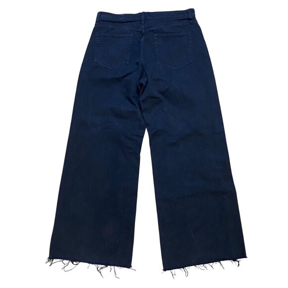 Gap 10/30R High Rise Wide Leg Black Denim Frayed Hem Jeans For Women - Picture 2 of 7